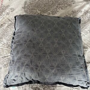 Elegant Gray Embroidered Throw Pillow